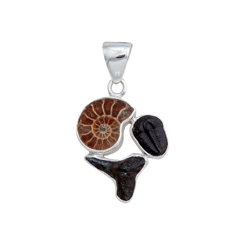 Sterling Silver Multi-Fossil Pendant