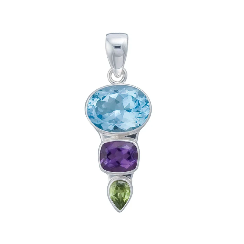 Sterling Silver Multi-Gemstone Pendant