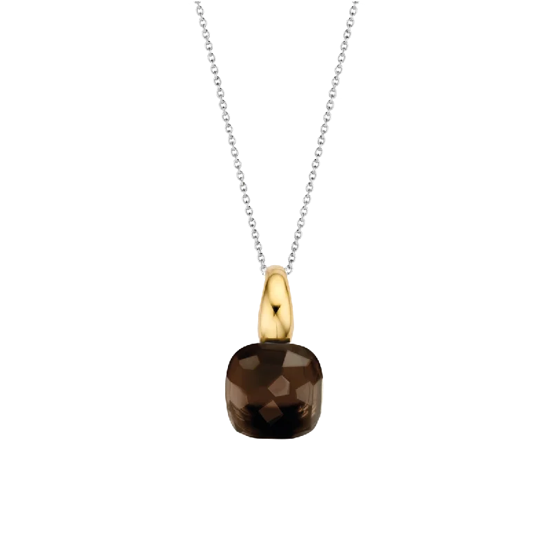 Brown Crystal, Two-Tone Yellow Gold & Silver